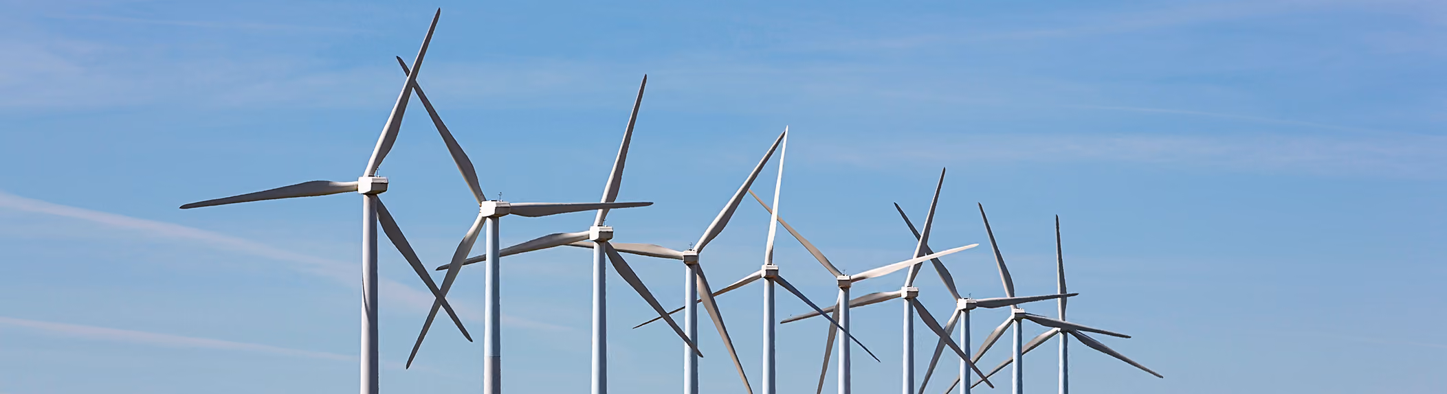 Line of wind turbines