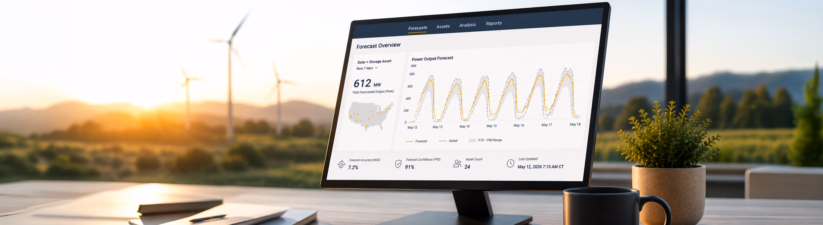 Computer showing hourly forecasting data