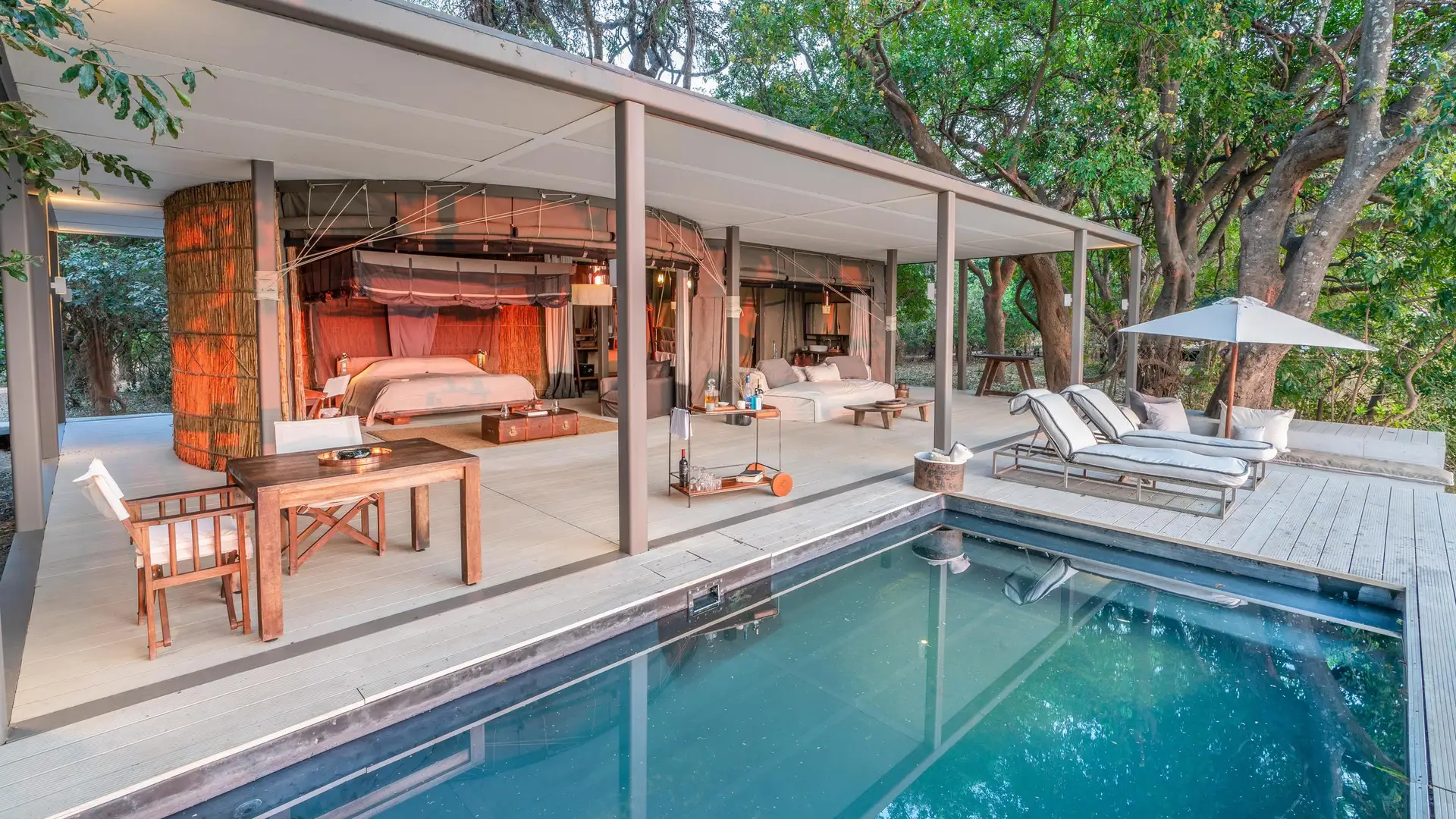 One of the six villas along the Luangwa River