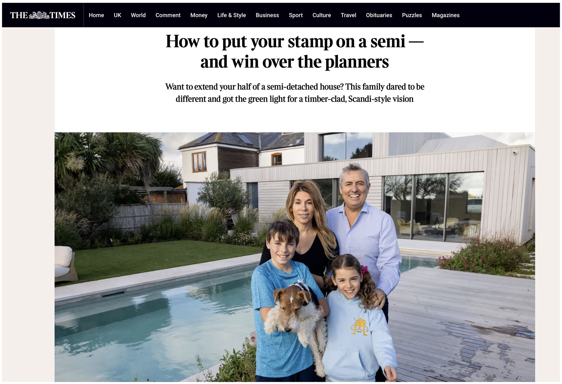 Cakeham House Featured in The Times