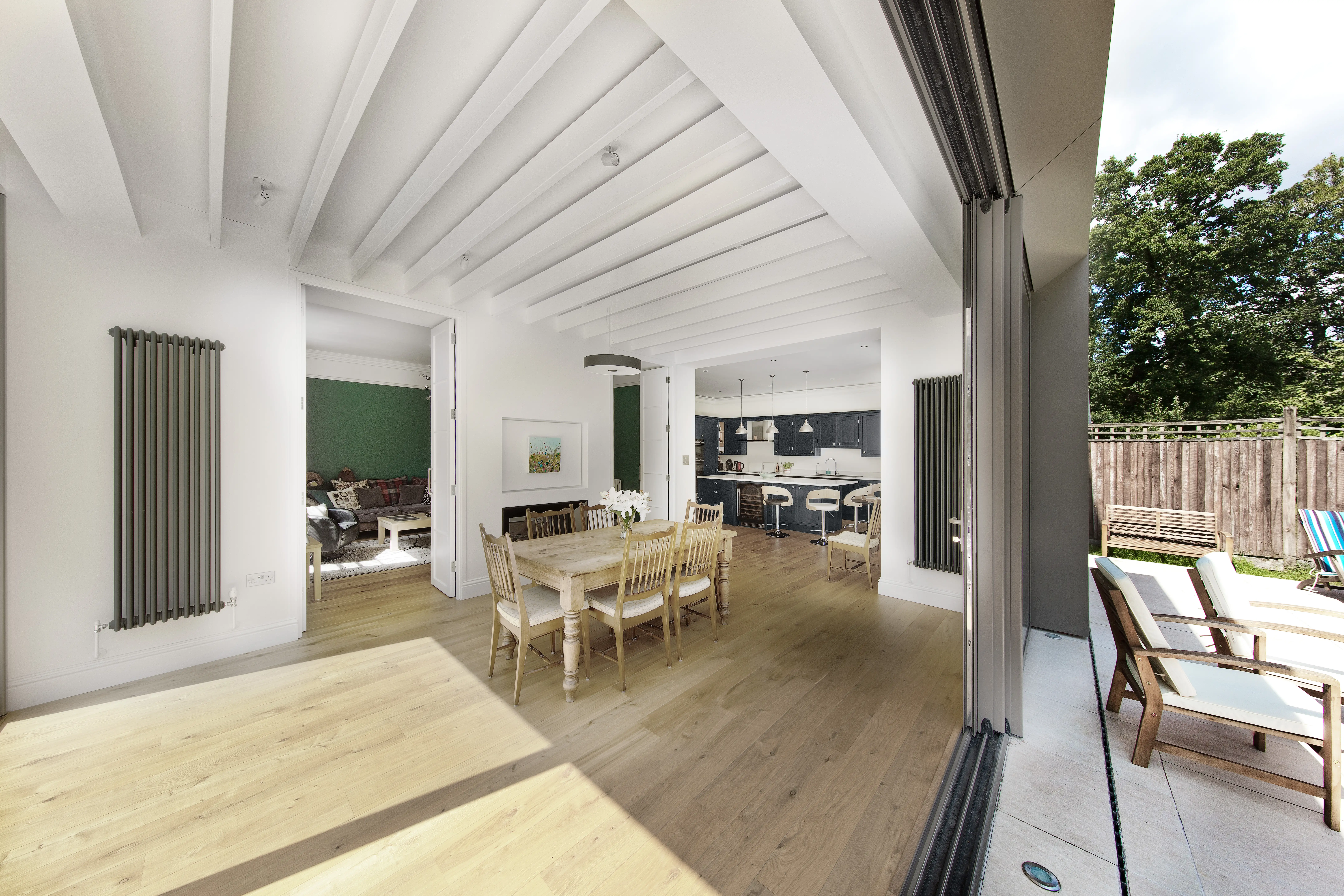 Kitchen and dining area at the Gatti House modern extension