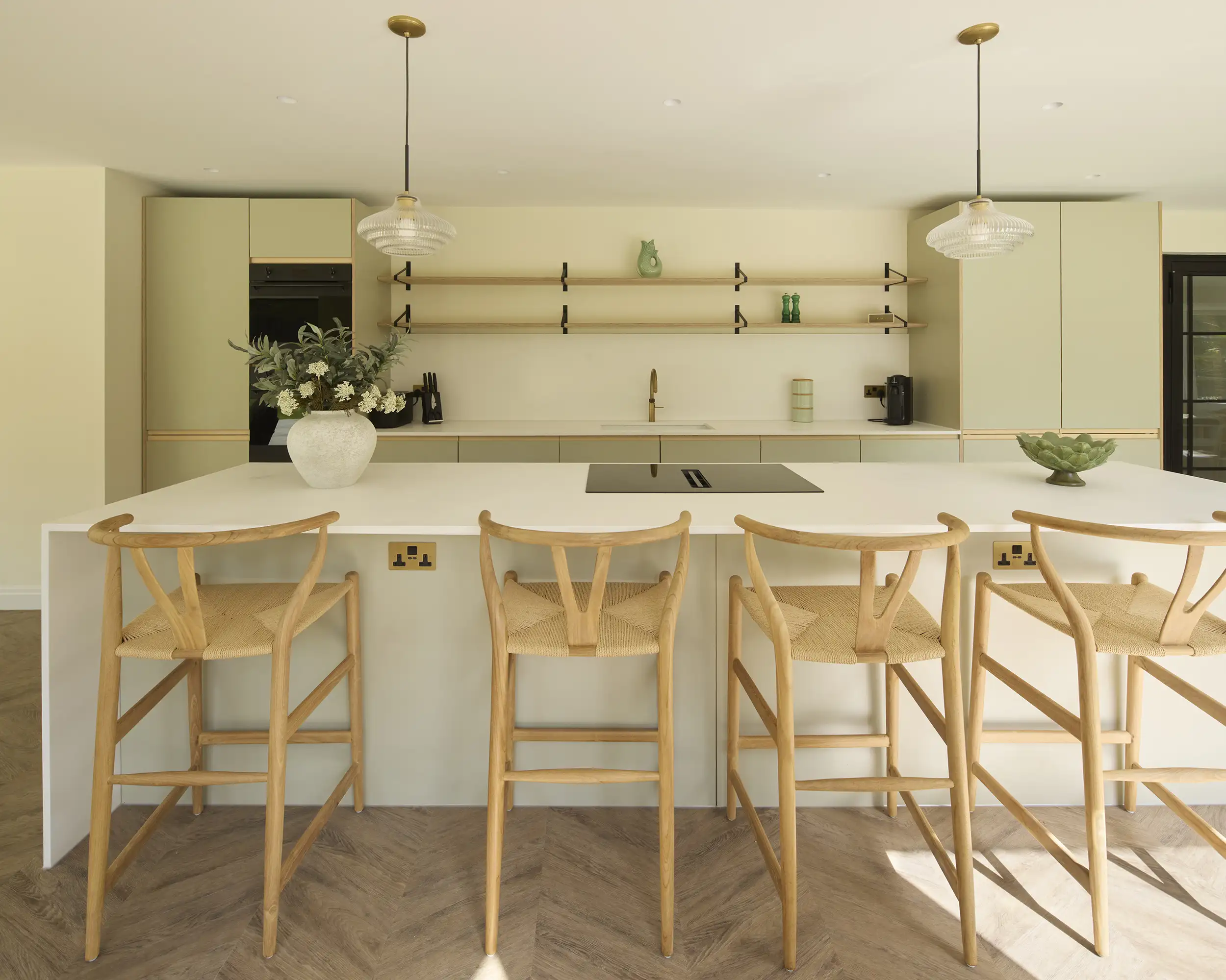 Kitchen island and bar stools at Kimbridge House