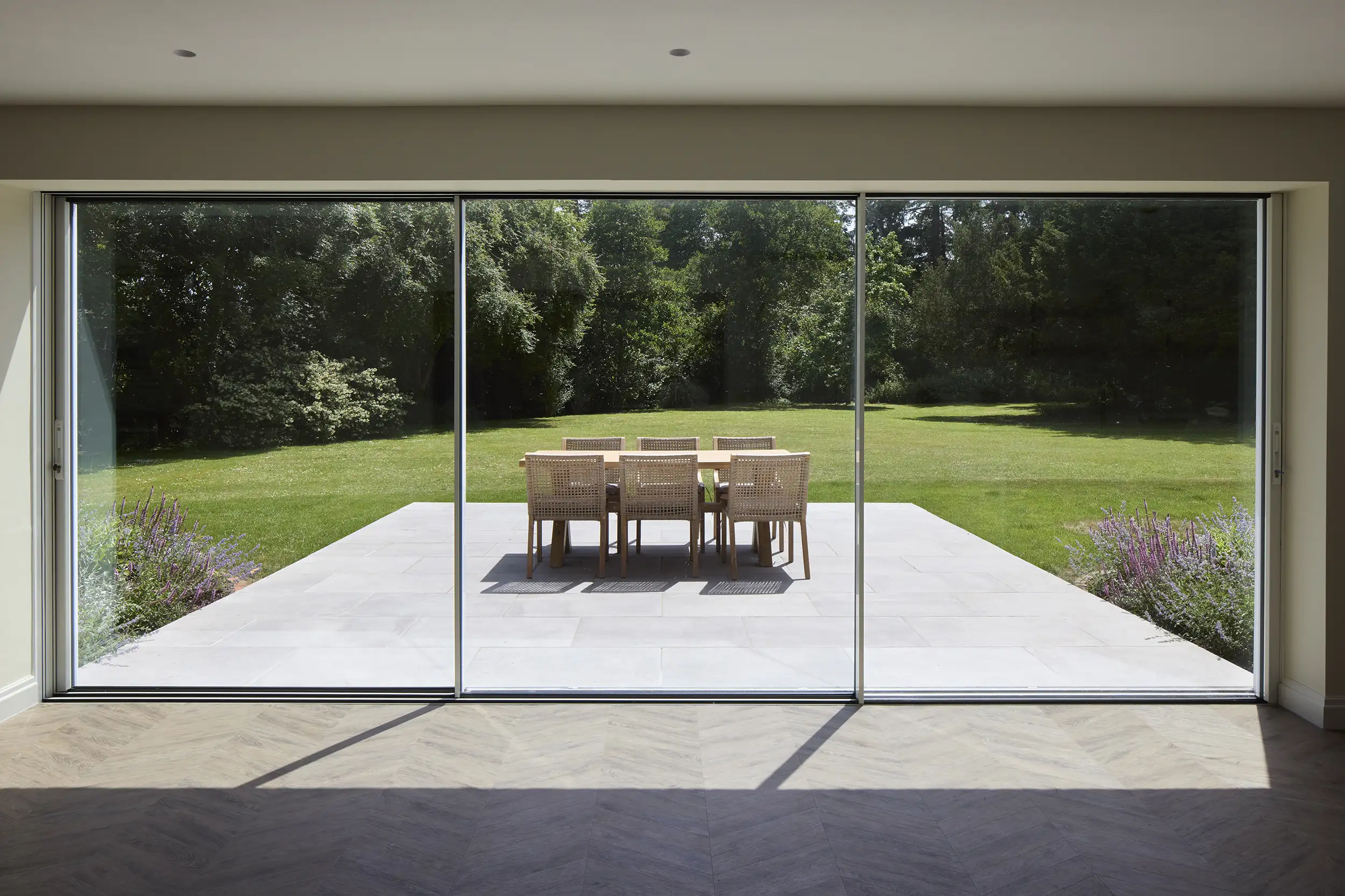 Bringing the outdoors in - patio view at Kimbridge House, Romsey