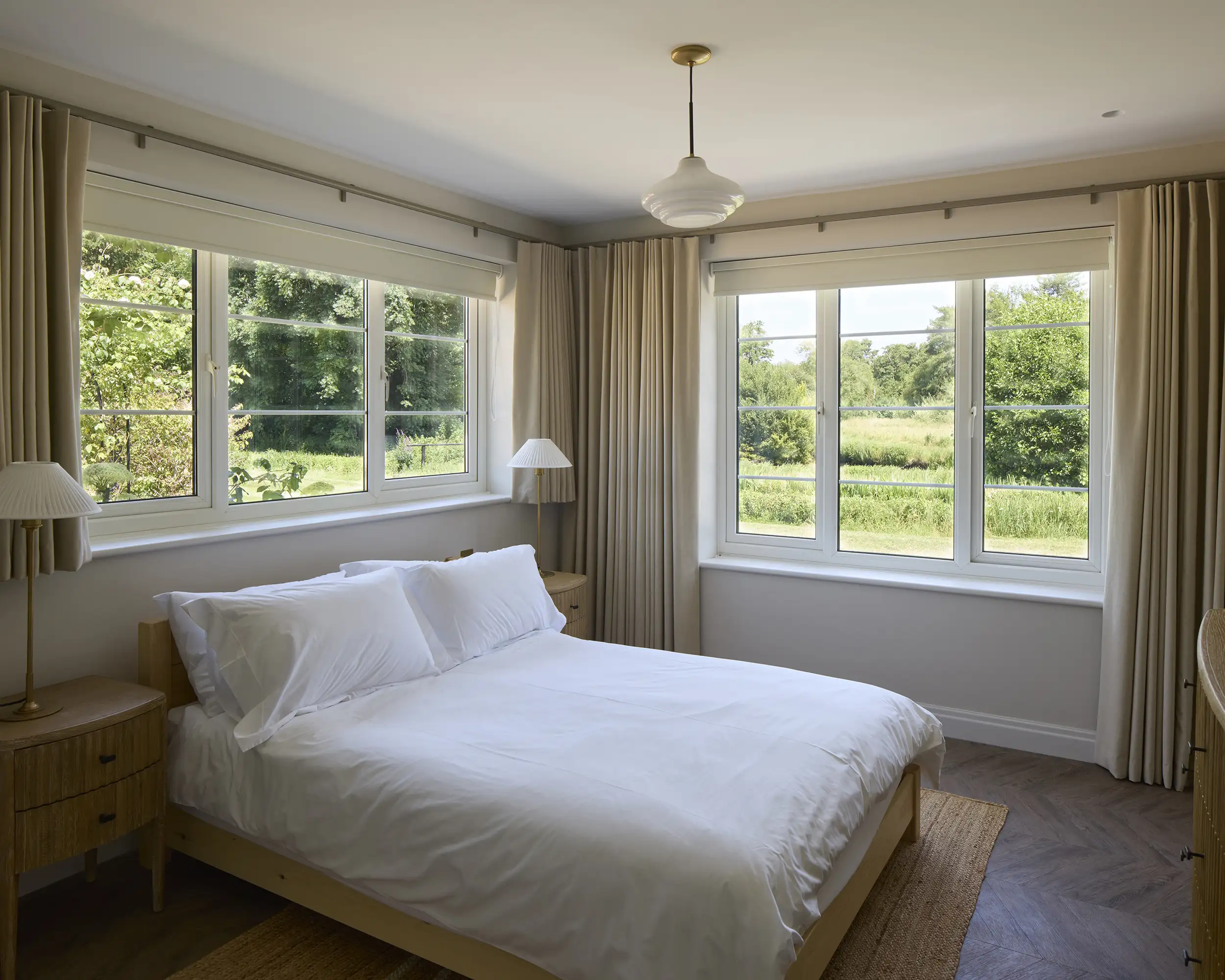 Bedroom detail at Kimbridge House - interiors by Adam Knibb Interiors