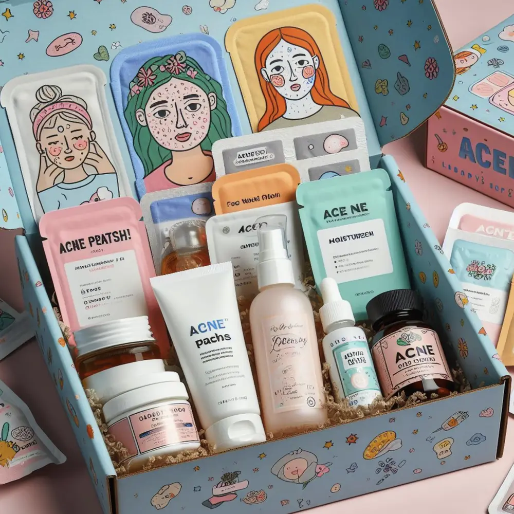 Concept de box beauté dédiée aux peaux à tendance acnéique