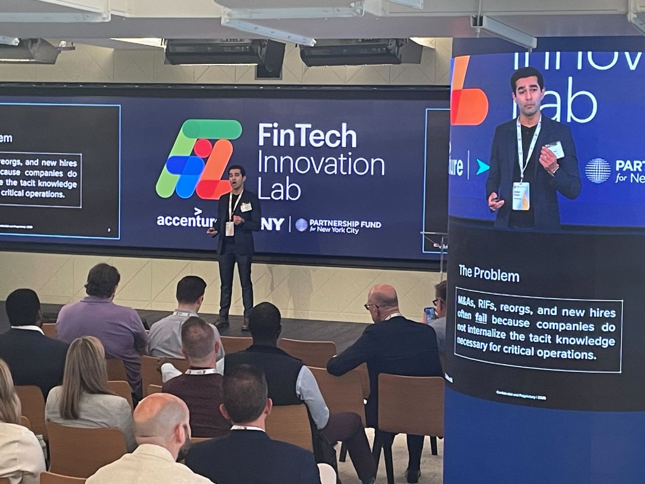 Ankur Patel on stage for FinTech Innovation Lab