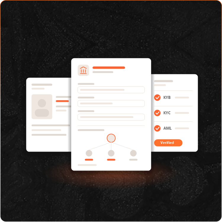 AgentFlow business account opening: application form with beneficial ownership, ID verification and KYB, KYC and AML checks