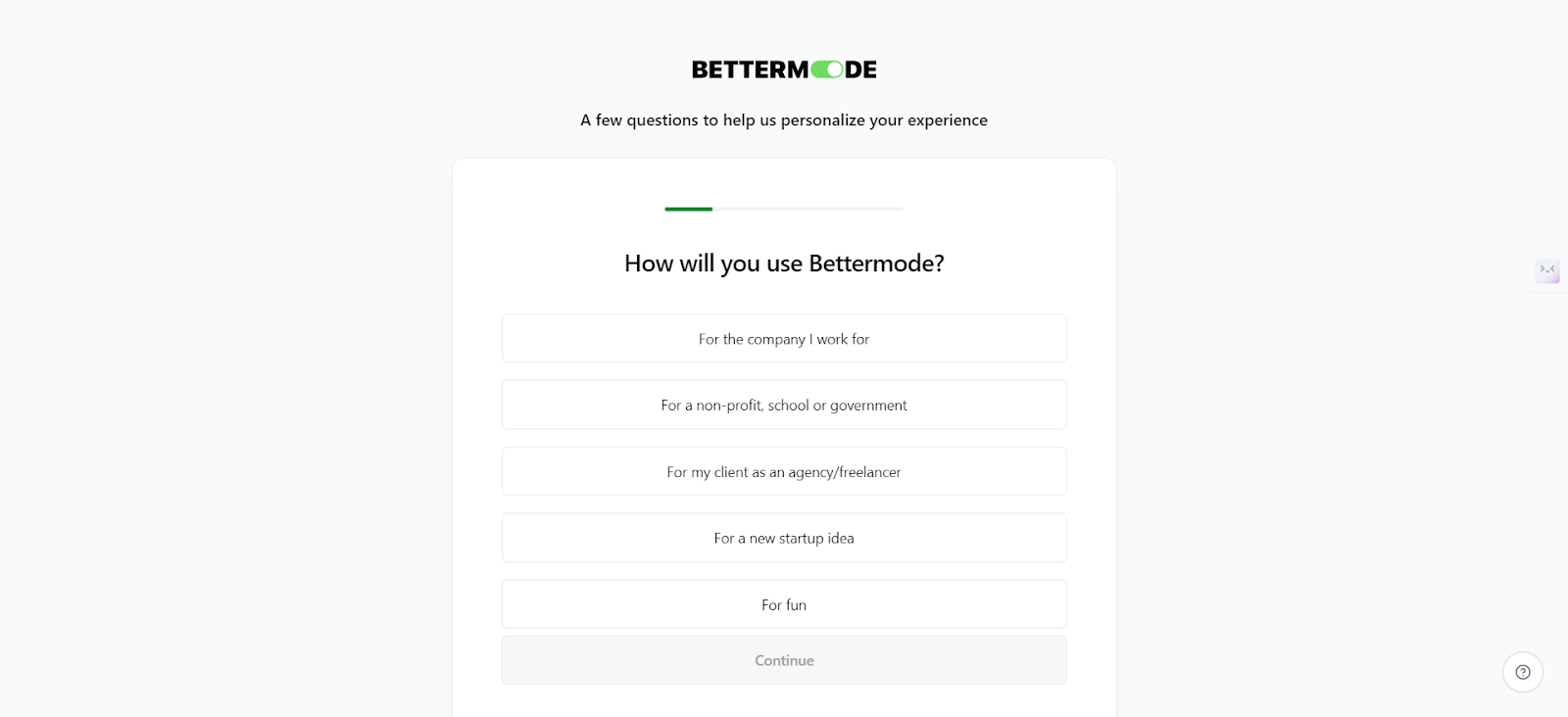 bettermode questionaire