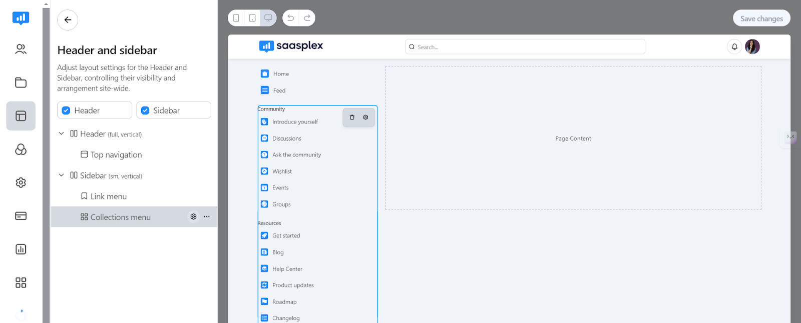 SaaSplex template  header and sidebar