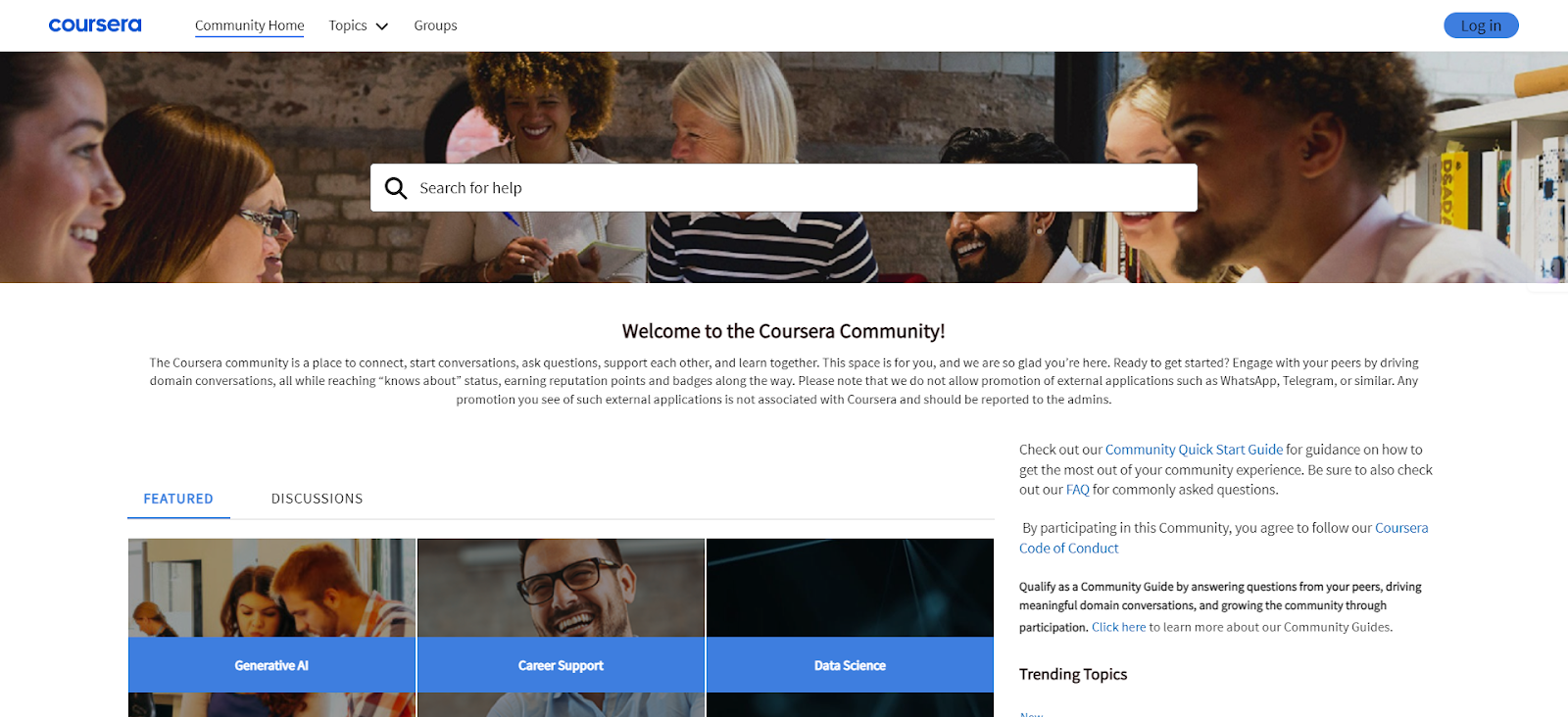 An example of an online community - Coursera