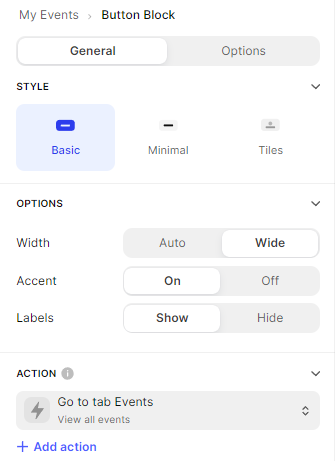 In-app button trigger action