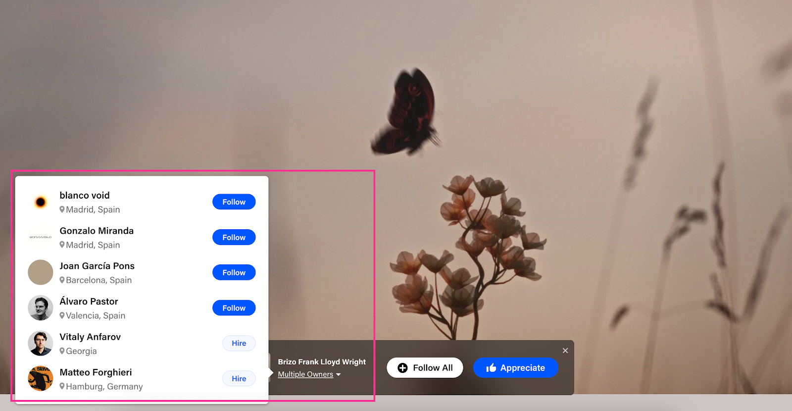 Behance community members create projects together