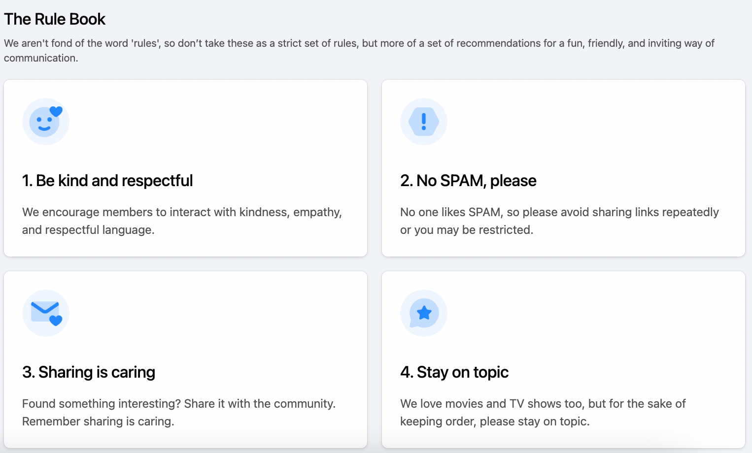 The rule book - community guidelines