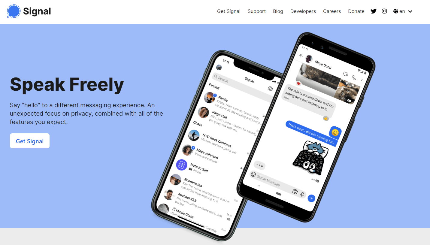 Signal, privacy-focused messaging app