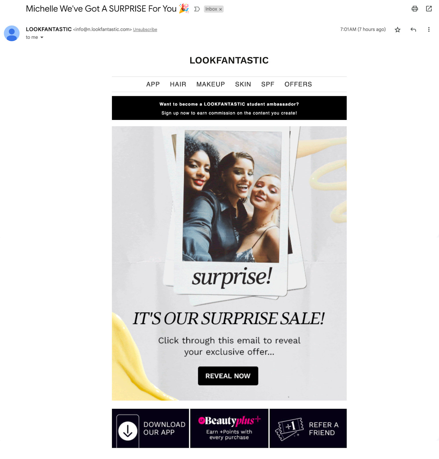 promotional email with exclusive deal