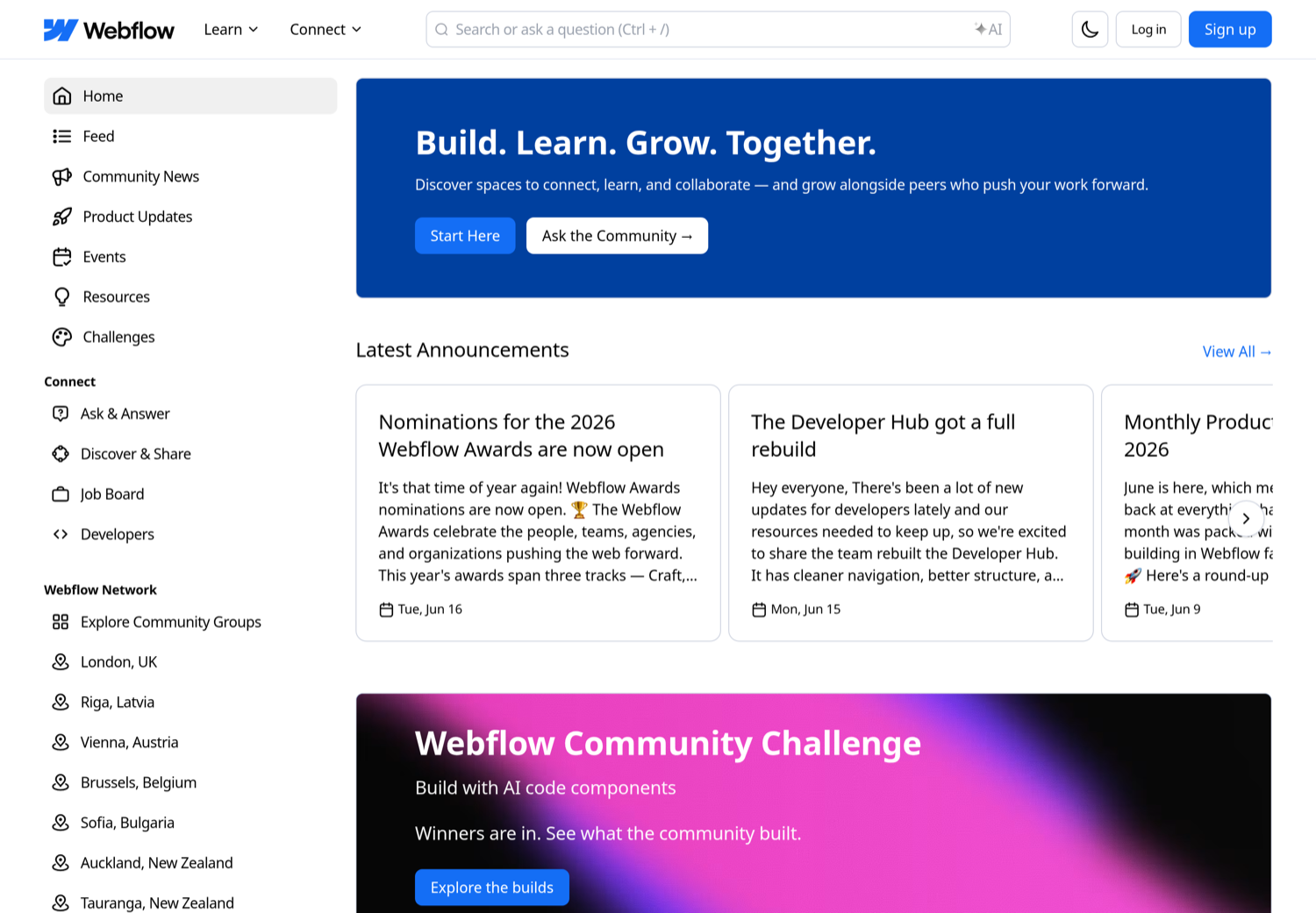 Webflow's community home, built on Bettermode, open to anyone who builds on the web