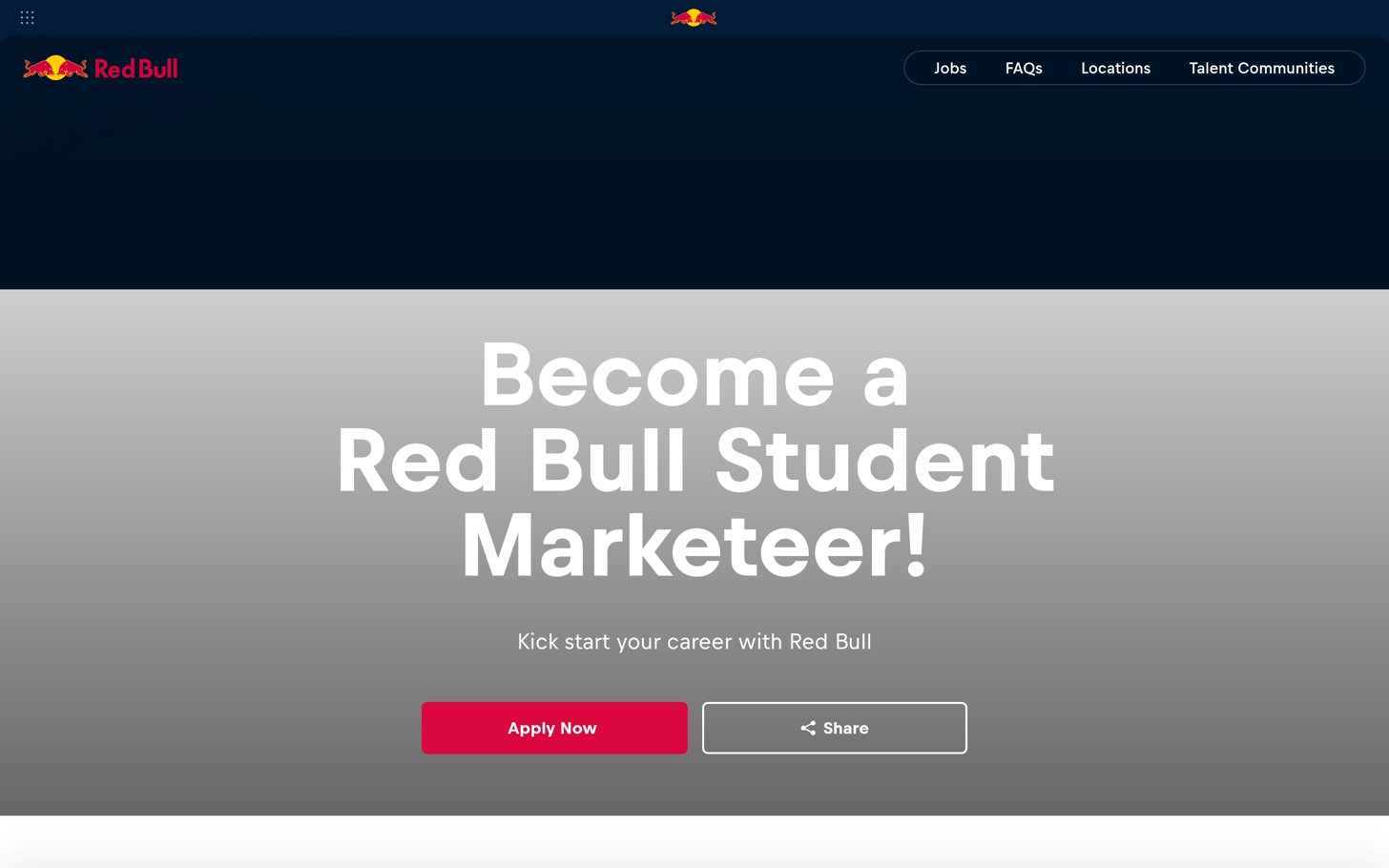 The Red Bull Student Marketeers program page