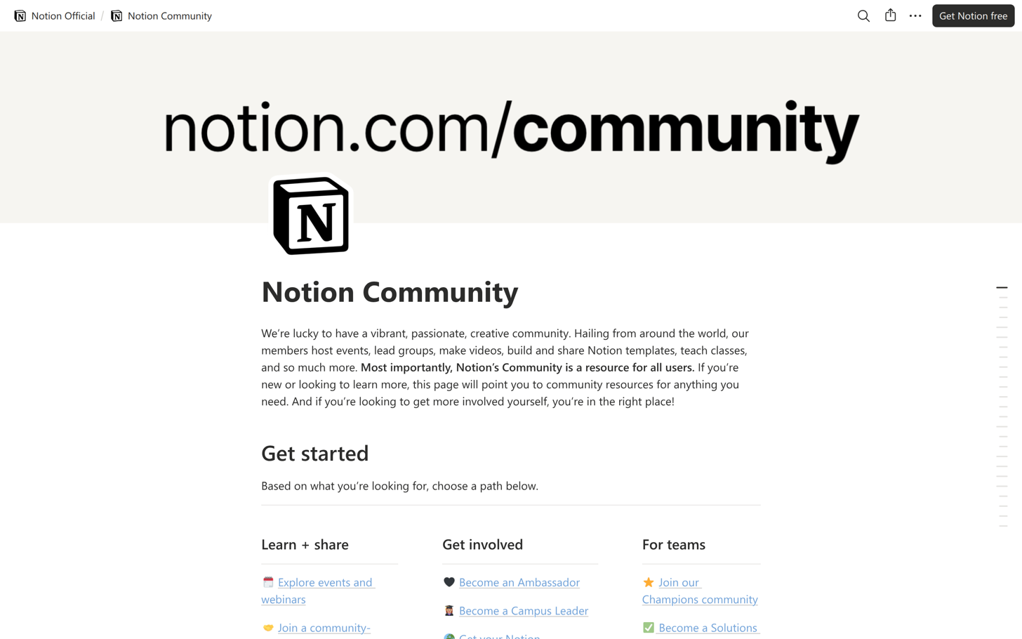 The Notion ambassadors program page