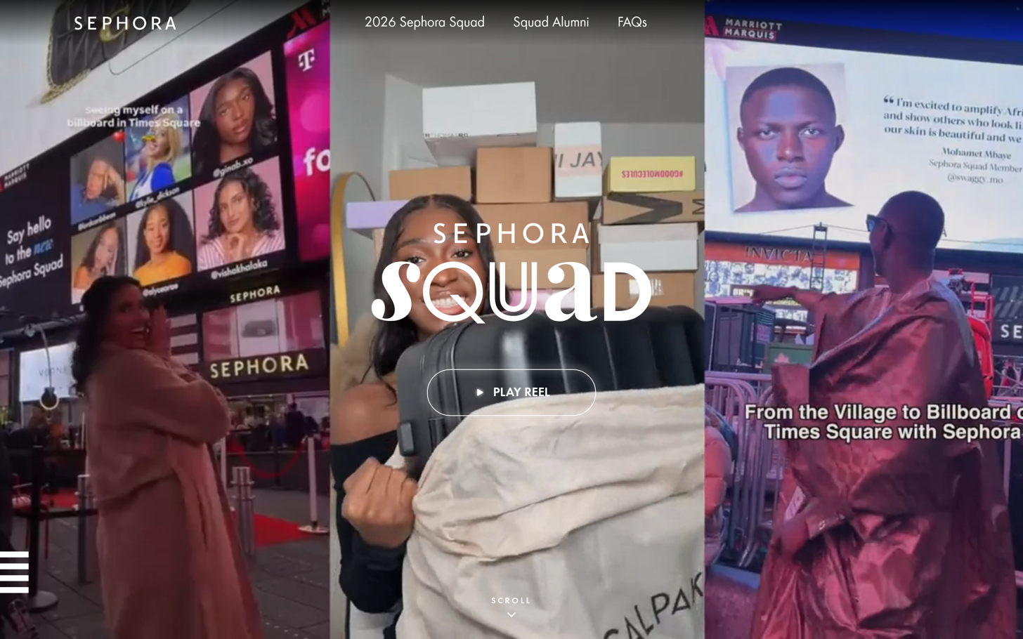 The Sephora Squad ambassador program page