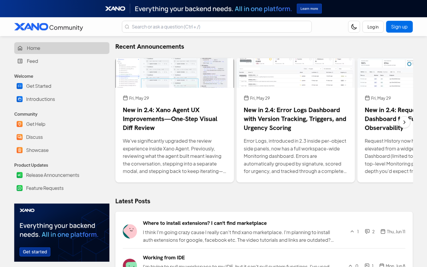 The Xano developer community on Bettermode, with product updates, feature requests, and discussion