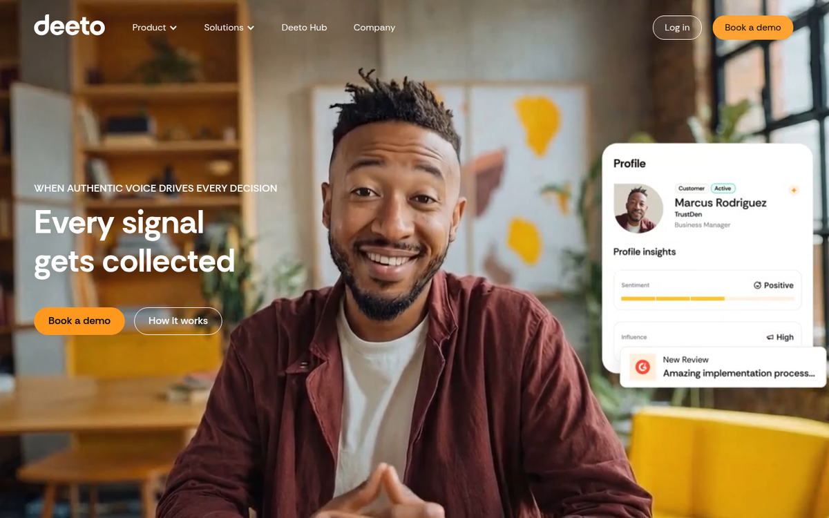 Deeto customer orchestration platform homepage