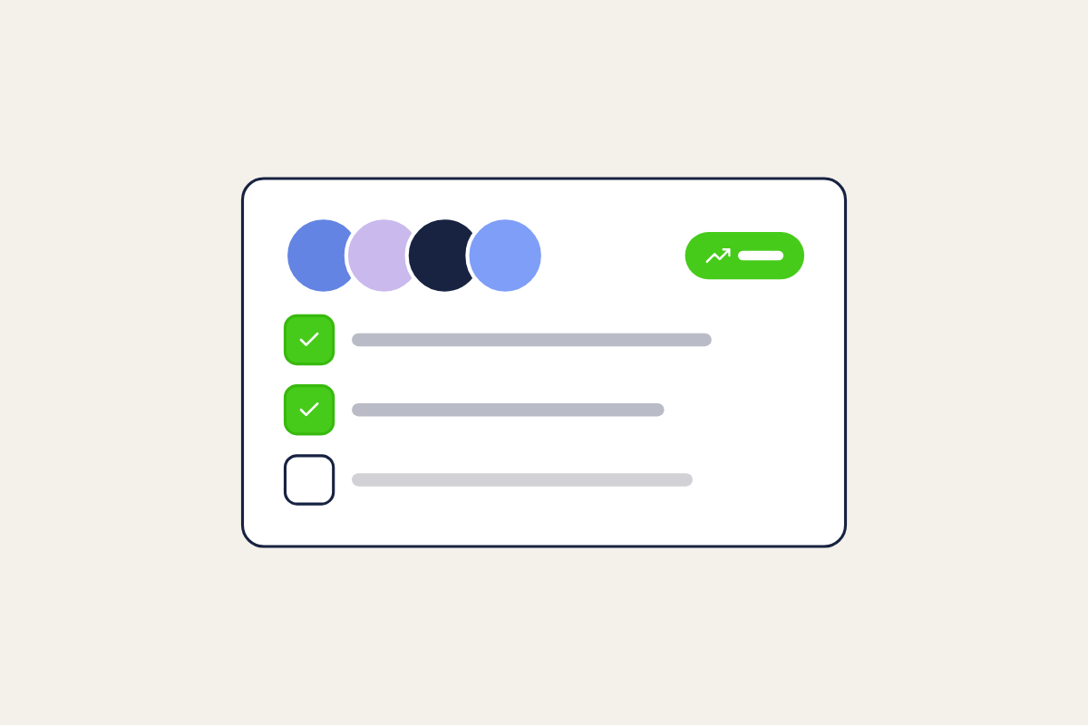 Illustration of members and an onboarding checklist, for the post: How to onboard community members: the first action, then the first 30 days