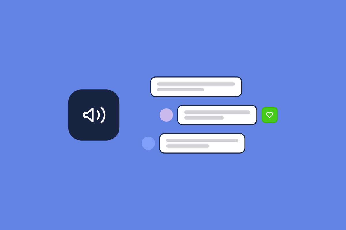 Illustration of a megaphone with member messages, for the post: Forum SEO and AEO: how to get your community content ranking and cited