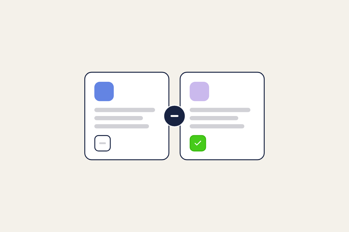 Illustration of two options side by side, one checked, for the post: Vanilla Forums vs Discourse in 2026: pricing, hosting, and the third option