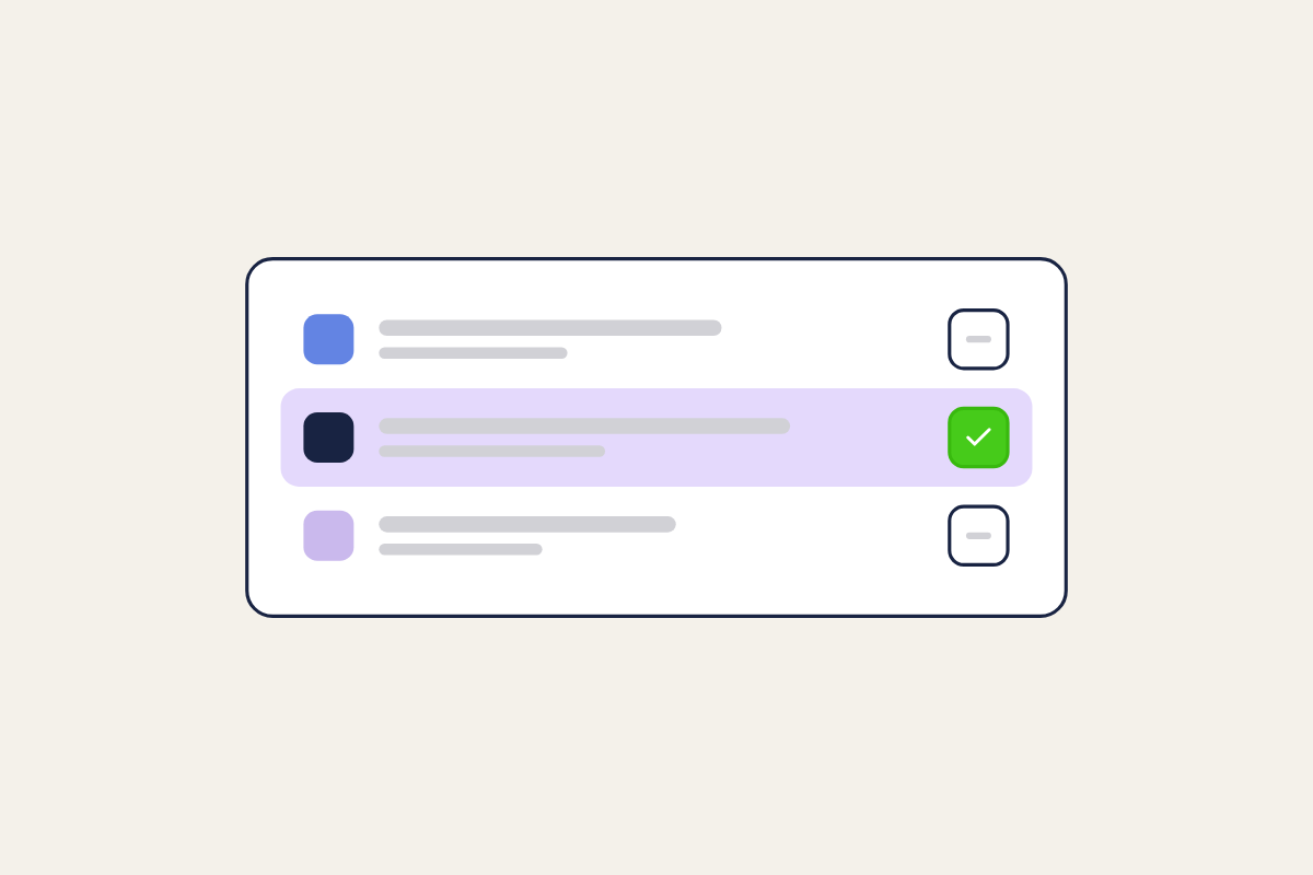 Illustration of a comparison list with one option checked, for the post: Best customer portal software in 2026: 11 tools compared