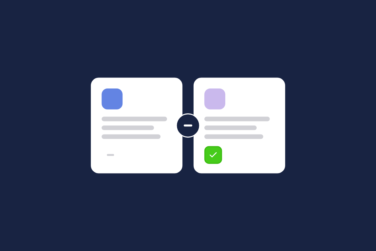 Illustration of two options side by side, one checked, for the post: Customer Engagement Software for B2B SaaS: Platform Selection Guide