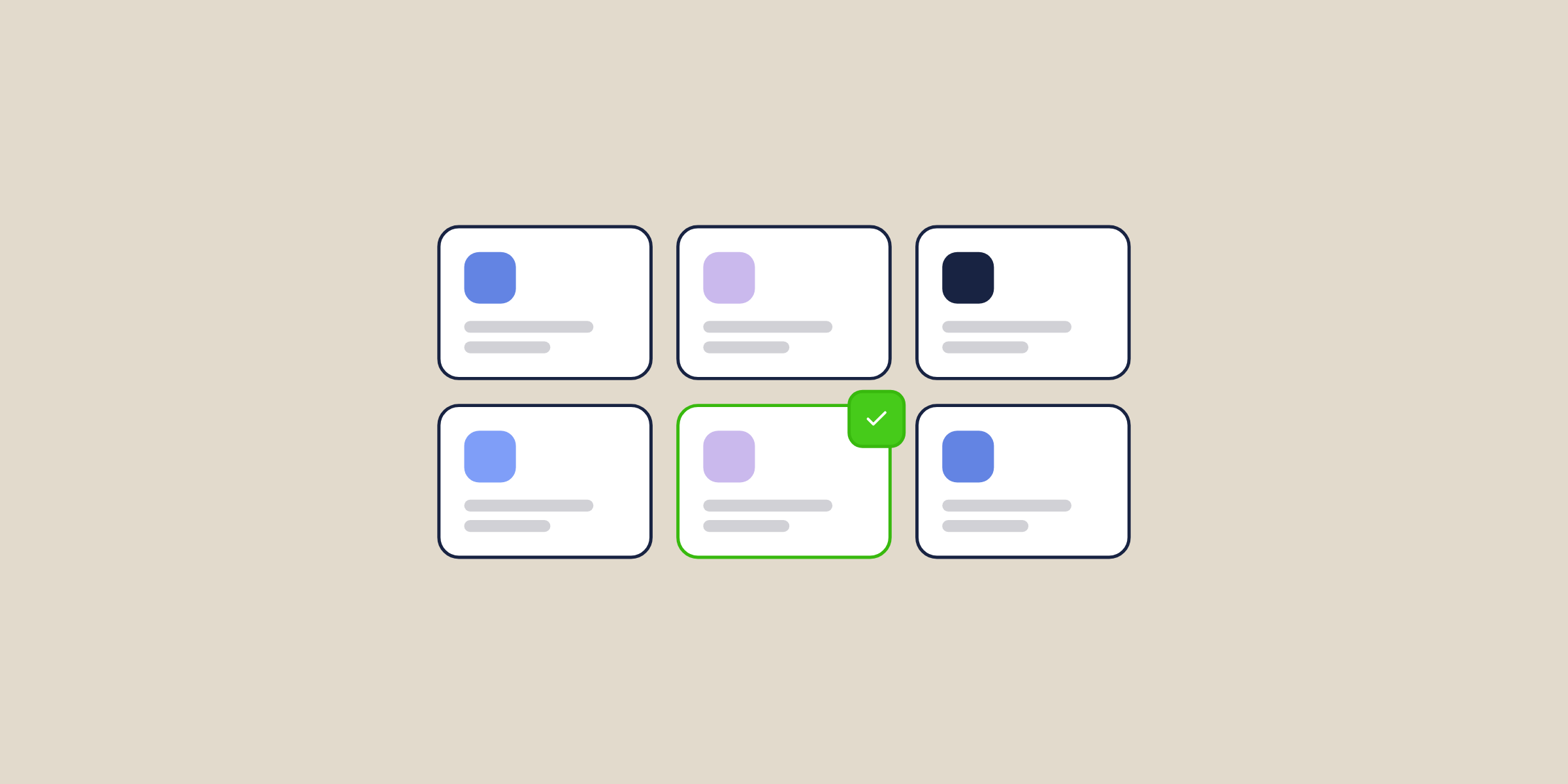Illustration of a grid of tool cards with one picked, for the post: Self-Service Best Practices: The Complete Guide