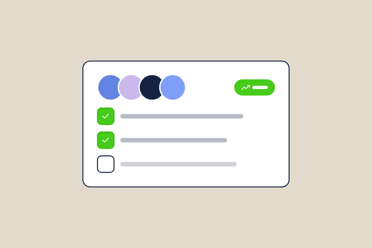 Illustration of members and an onboarding checklist, for the post: Accelerating Product Adoption: How Community Drives Customer Onboarding for B2B SaaS