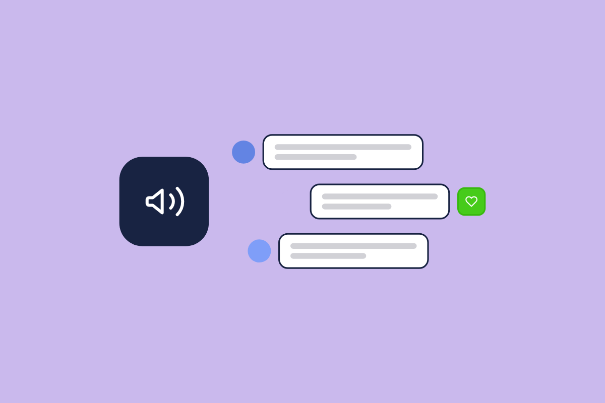Illustration of a megaphone with member messages, for the post: Scale Content Marketing with Community: A Strategy for Growth
