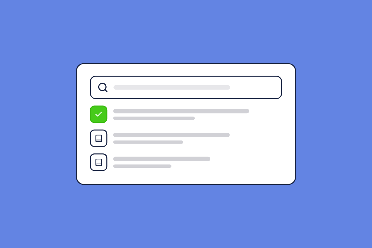 Illustration of a help center search with results, for the post: Customer Self-Service Guide for B2B SaaS: Boost Customer Satisfaction and Reduce Support Costs