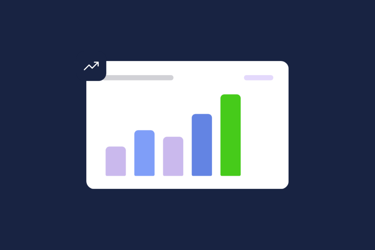 Illustration of a bar chart trending up, for the post: Data-Driven Support: Leveraging 14 Metrics for Team Success