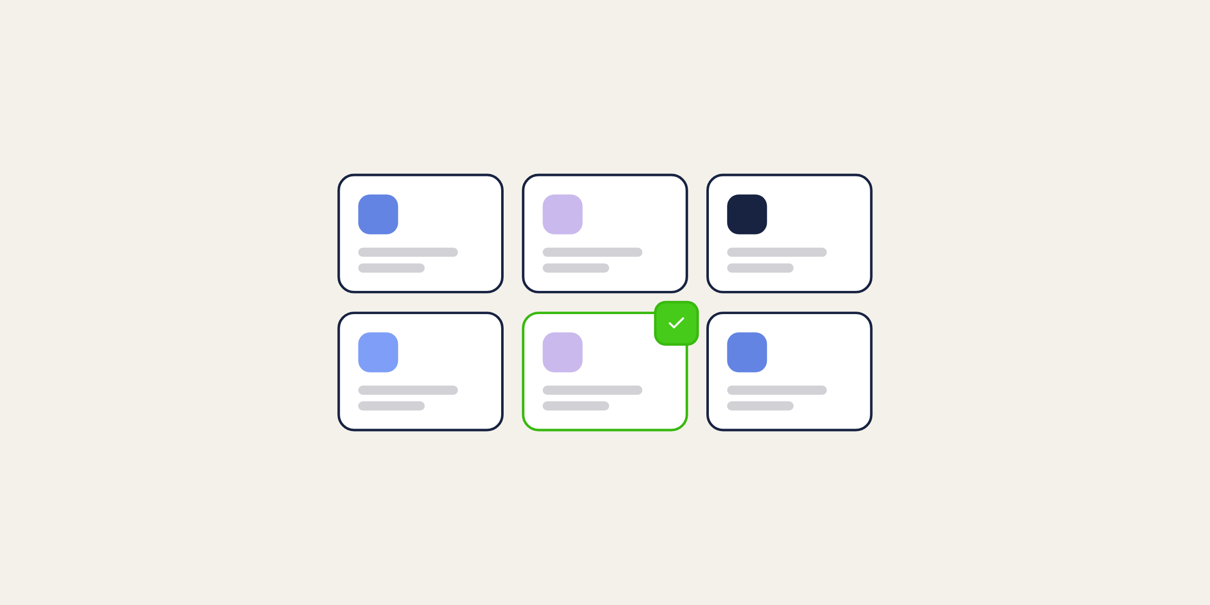Illustration of a grid of tool cards with one picked, for the post: Guide to Customer Engagement Platforms: A Comprehensive Overview