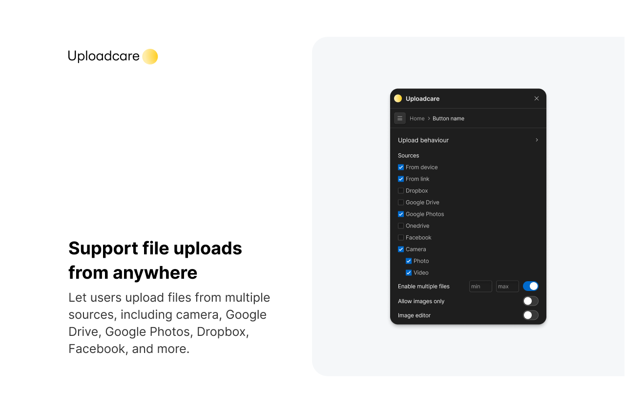 Support file uploads from anywhere