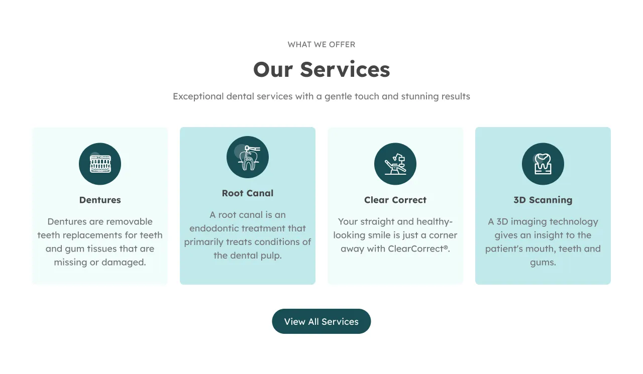 services section in web page