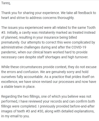 a personalized reply to a negative review