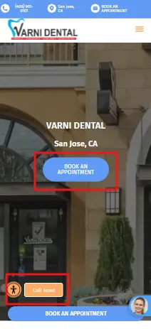 mobile site click to call and tap to book buttons