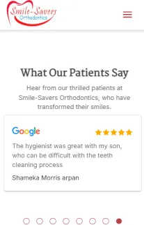 reviews section on mobile site