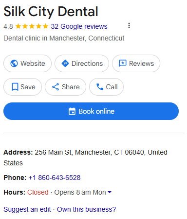 Silk City Dental Google Business Profile