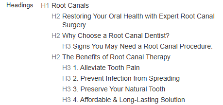 headings