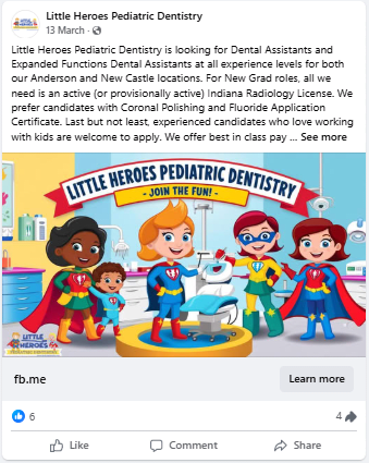 pediatric dentist facebook post