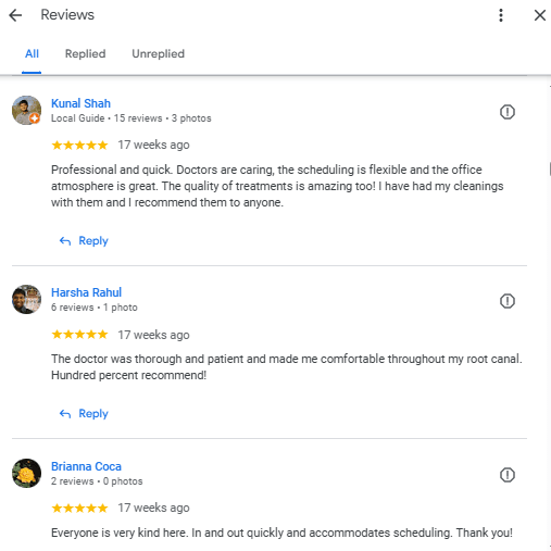 Google reviews from clients