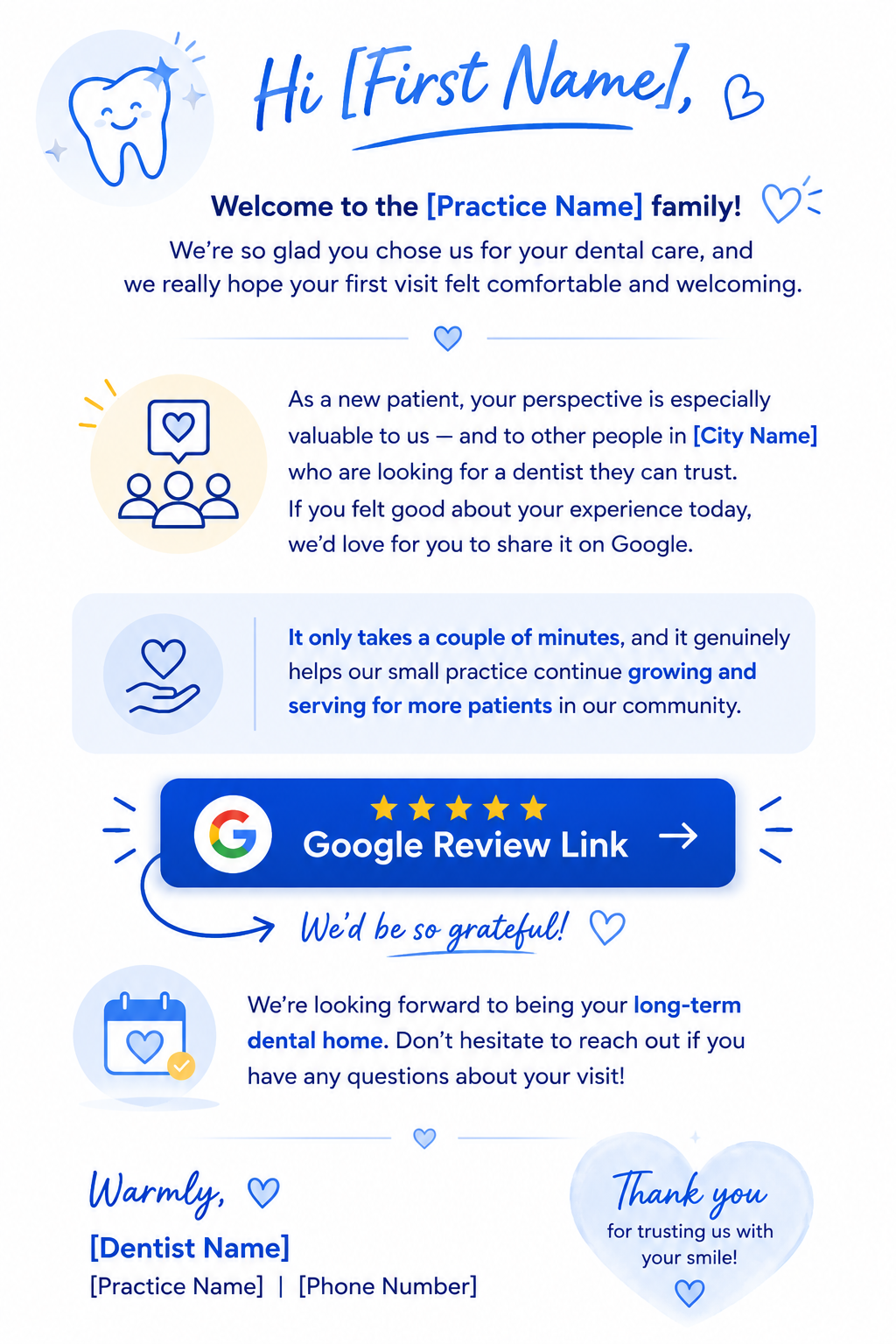 new patient welcome email
