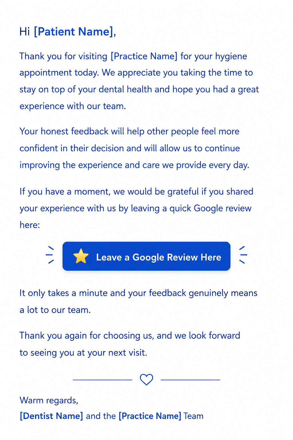 hygiene visit mail