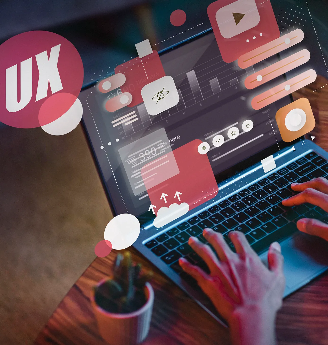 person designing oral surgeon website on laptop