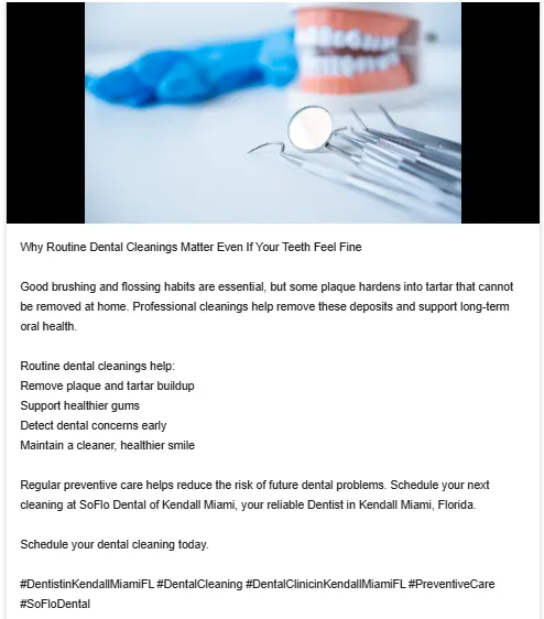 SoFlo dental GMB post