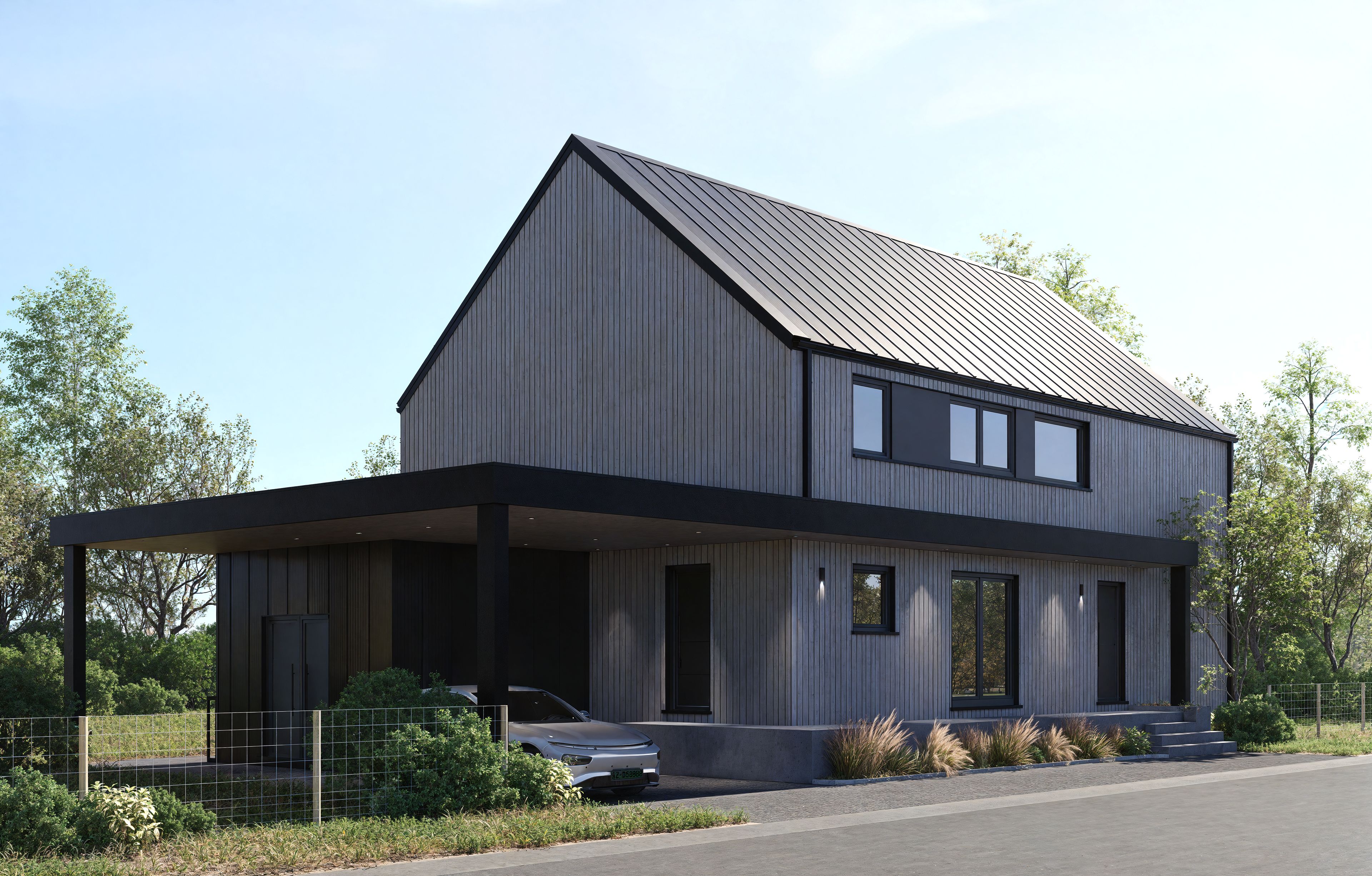 Construction d'une maison unifamiliale 4 façades ossature bois en auto-construction